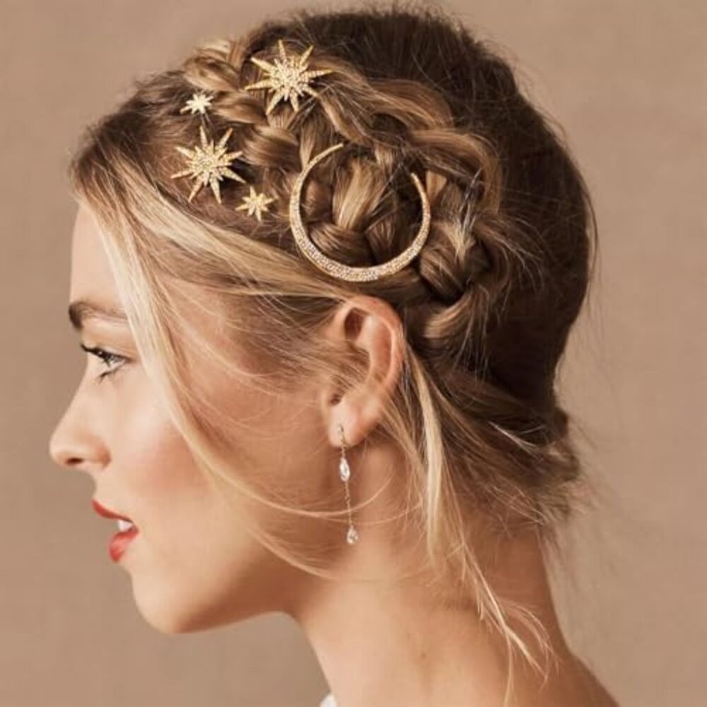 Moon Star Hair Clips Gold Stars Hair pins